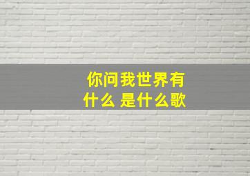 你问我世界有什么 是什么歌